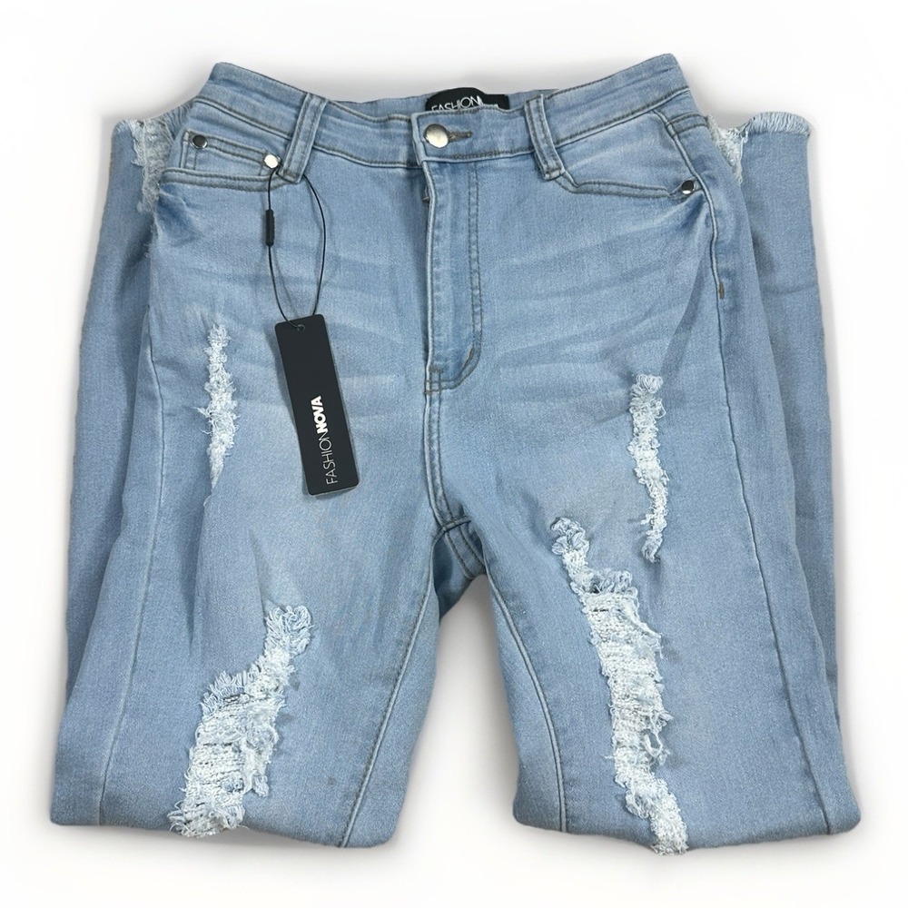 Fashion Nova Kenley Distressed High Rise Skinny Jeans Womens Size 7